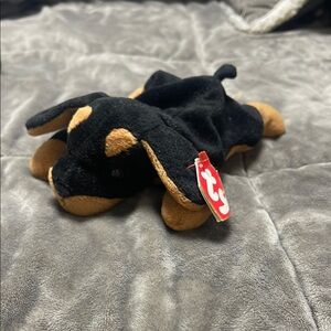 TY Beanie Baby Black and Tan Dog Doby Doberman Pinscher Plush NWT